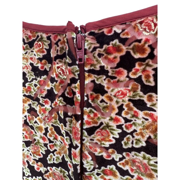 ModCloth Present the Event Burnout Velvet Fit Flare Dress 2X Brown Red Floral - Picture 7 of 13